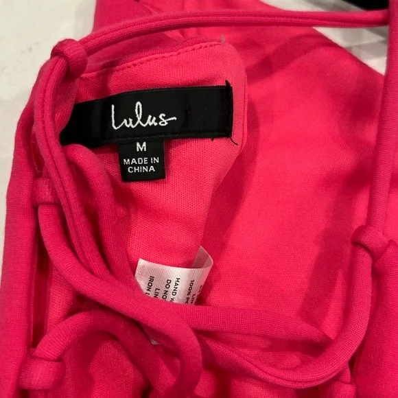 Lulu’s Catch My Eye Hot Pink Two-Piece Lace-Up Mini Dress, Size M - Picture 8 of 12